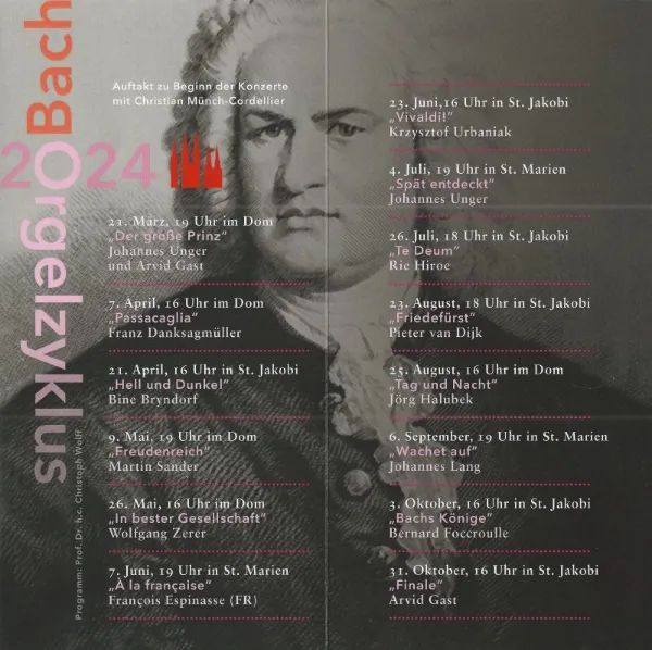 Orgelzyklus Johann Sebastian Bach 2024 Programm